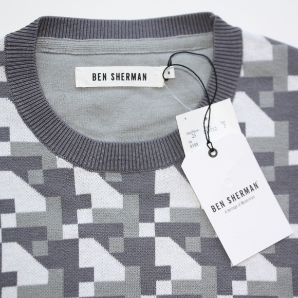 Ben Sherman Houndstooth Sweater Pullover dogtooth - Picture 1 of 8